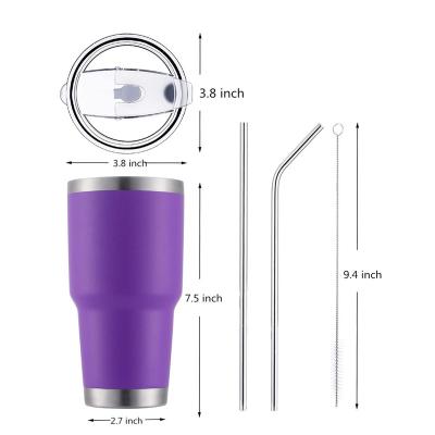 China Modern Simple Viable Vacuum Insulated Classic Double Wall Stainless Steel Sublimation Cafe Beer Wine Tumbler With Lid And Straw for sale