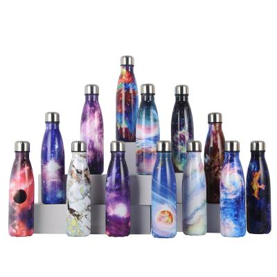 China 500ml Viable Shape Fitness Thermo Cola Metal Sky Painting Stainless Steel Flask Double Vacuum Insulated Sports Drinking Bottle for sale