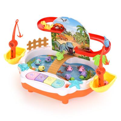 China Safe and healthy products. BSCI Labor Inspection Dinosaur Electric Slide Two In One Children Multifunctional Fishing Toys With Music for sale