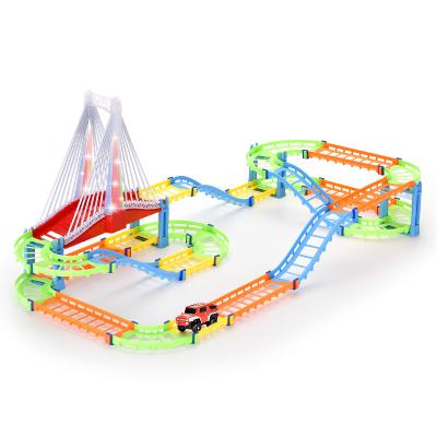 China Safe and healthy products. BSCI Labor Inspection Plastic Flashing Light Toy Track Plastic Flashing Light Extreme Speed ​​Rail Car Slot Funny Construction Toy for sale