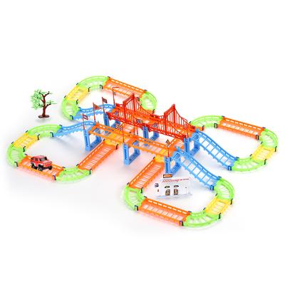 China Safe and healthy products. BSCI Labor Inspection Children Puzzles Variable Orbital Rail DIY Plastic Assemble Electric High Speed ​​Track Car Toys for sale