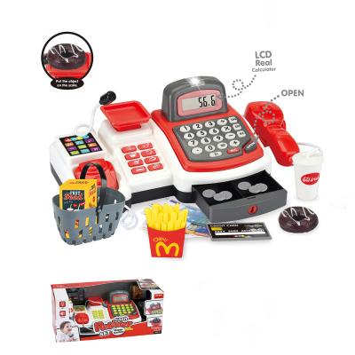 China High Quaity Supermarket Toy With Lcd Display Scanner Cheap Multifunctional Microphone Pretend Cash Register Toy Set for sale