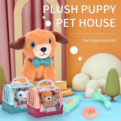 China Safe and healthy products. Hot Sale 2021 BSCI Labor Inspection Plush Dog Toy Kids Pet Doctor Toy Plush Dog Plastic Pet NEW Cage Plush Toy Animal Set for sale