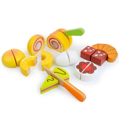 China Safe and healthy products. BSCI Labor Inspection New Design Children Yummy Miniature Wooden Cake Toys Pretend Play Food Set Toy For Children for sale