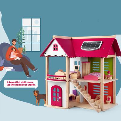 China Safe and healthy products. BSCI Labor Inspection Wholesale Pretend Play Doll House Fashion Diy Handmade Wooden Doll House Toys With Furniture for sale