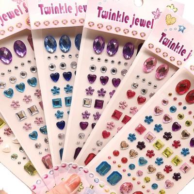 China Cheap Decorative Sticker Girl Diamond Stickers Face Colored Adhesive Rhinestone Sticker for sale