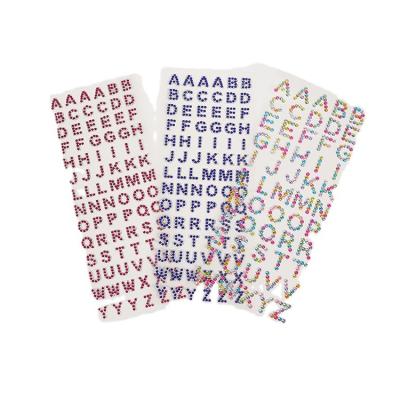 China Decorative Multi Color 3D Crystal Rhinestone English Letters Adhesive Sticker Self Adhesive Alphabet Stickers for sale