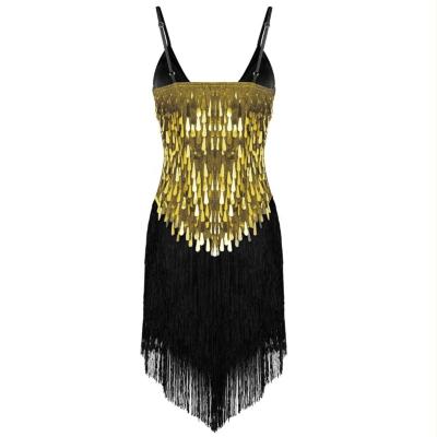 China LH2340 Breathable Adult Women Spaghetti Strap Sparkle Sequins Fringe Ballroom Samba Rumba Tango Latin Rhythm Dance Dress Dresses for sale