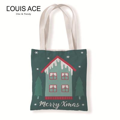 China 2021 COUIS LE CÆ Portable Designer Christmas Pattern Student Geometric Canvas Tote Handbags for sale