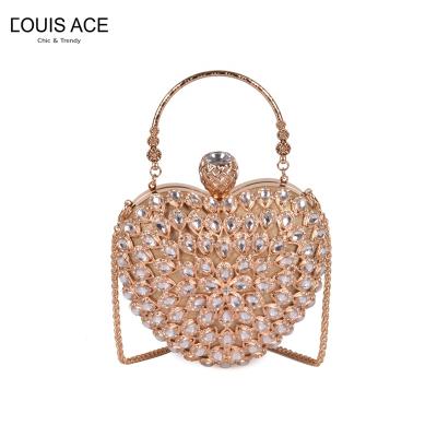 China 2021 New Design Women's Fashion/Madame Gorgeous Banquet Bag of Diamond Lattice Heart Handbag Dazzling New Luxury/Simple Handbag for sale