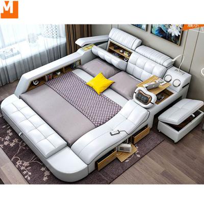 China Cama de Lit Double Top Contemporary Modern Luxury Multi Grain Storage Bedroom Storage King Size 1.8m Platform Bed Genuine Leather for sale