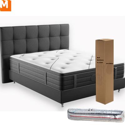 China Double Layer Fabric 7 Zone Hypoallergenic Modern Bamboo Mattress Black White Tight Top Hybrid 16 Inch In A Box Rolled Bed Mattress For Bedroom for sale