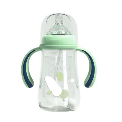 China Safety Custom Hands Free Bottle Milk Feeding PP Wide Neck Baby Supplies Cartoon Printing OEM Feeder Bottle / Baby ODM240 / 300ml Capacity for sale