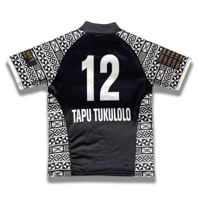 China Breathable OEM Custom Your Own Cheap Plain Rugby League Singlet Black 12 TAPU TUKULOLO Rugby Tank Tops for sale