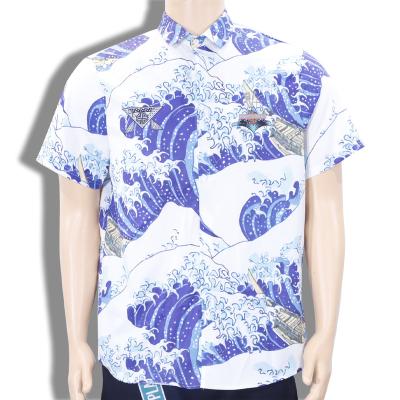 China Men's Shirt Antibacterial Plus Size Casual Floral Printing Shirt Polyester Sublimation Wick Short Sleeve Shirt For Men for sale