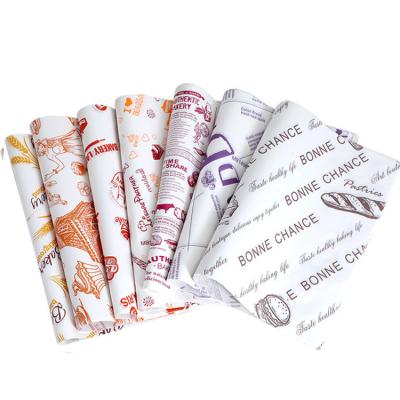 China Custom Greaseproof Logo Burger Sandwich Pe Wax Coated Fast Food Grocery Paper Food Grade Paper Wrapping Paper for sale