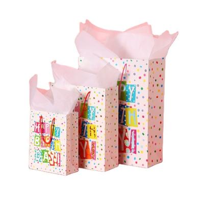 China Cute Recyclable Stain Paper Bag Color Gift Paper Bag Birthday Cute Paper Bag Small For Kids for sale