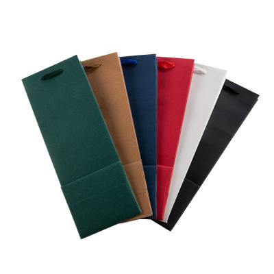 China Recyclable Hot Selling Eco Friendly Red Wine Paper Bottle Bag Gift Paper Packaging Bag Portable Wine Paper Bags for sale