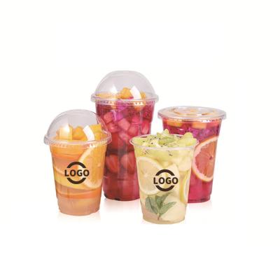 China Logo Cold Drinking Clear PET Cup 8oz 9oz 10oz 12oz 20oz 24oz 16oz Single Wall Printing Disposable Plastic Cups with Lids for sale