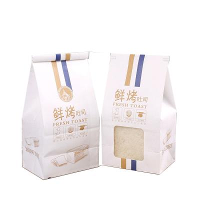 China Custom Pattern Disposable Bread Bags With Window Kraft Bag Disposable Bread Kraft Paper Bag for sale