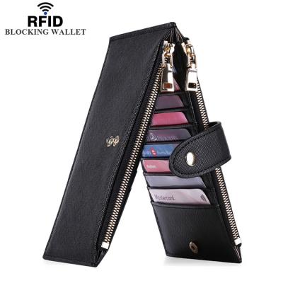 China Hot PU Cell Phone Clutch Card Holder RFID Multi-Slot Long Amazon RFID Wallet For Women With Phone Pocket for sale