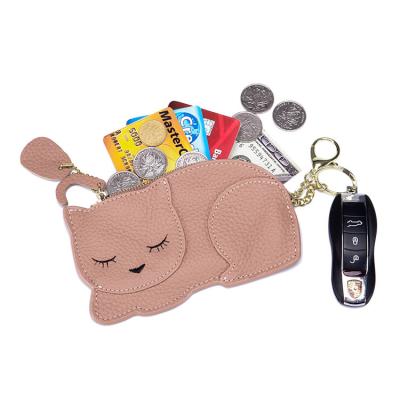 China Other High Quality Genuine Leather Women's Mini Cartoon Key Change Handbag Children Cat Shape Coin Purse Cute Casual Purse for sale