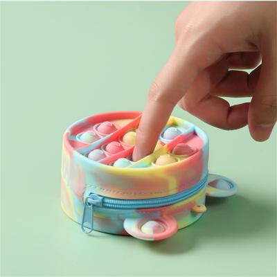 China Silicone Kids Designer Bag Pouch Bubble Push Toy Decompression Fashion Anti Stress Key Chain Cute Coin Purse for sale