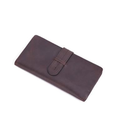 China Long RFID Wallet Purse For Male Genuine Cow Leather Men's Wallets RFID Clips Retro Business Clutch Bag Phone Pocket for sale