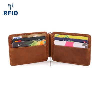 China 2020 Vintage OEM Fashion Credit Card Holder Men's Slim Genuine Leather Wallet for sale