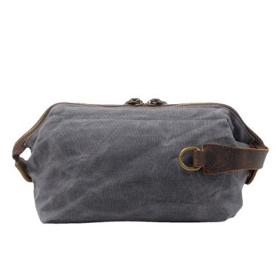 China Vintage High Quality Men's Canvas Toiletry Bag Travel Bag Shaving Dopp Kit Wash Bag for sale