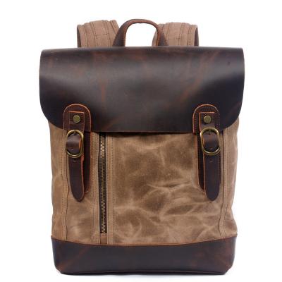 China Other wholesale waterproof vintage canvas laptop bag school boy backpack travel leather bag men backpack backpack for sale