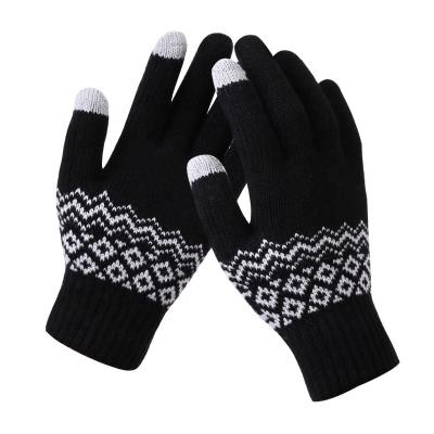 China Winter Sensitive Finger Touch Screen Cheap Warm Smart Jacquard Gloves Conductive Touchscreen Gloves for sale