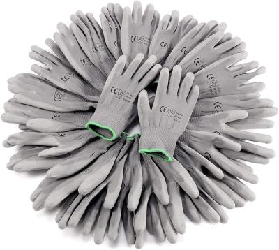 China Breathable En388 4131 Gloves Palm Fit White PU Gray Black Knit Nylon Pu Coated Gloves for sale