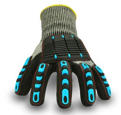 China Sandy Nitrile Level 5 Anti Collision Cut Resistant Anti Vibration Shock Resistant Tpr Mechanic Impact Gloves Anti Cut Gloves for sale