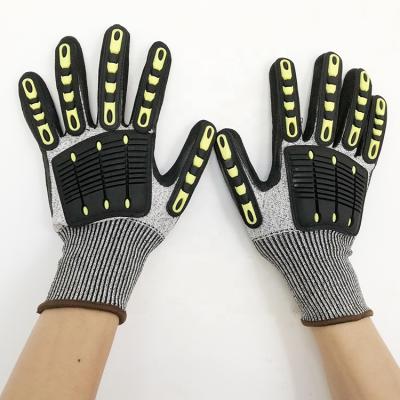 China Anti Vibration Anti Collision Tpr Cut 5 Sandy Nitrile Coated Safety Impact Polishing Gloves for Demolition Work Drilling Hammering for sale