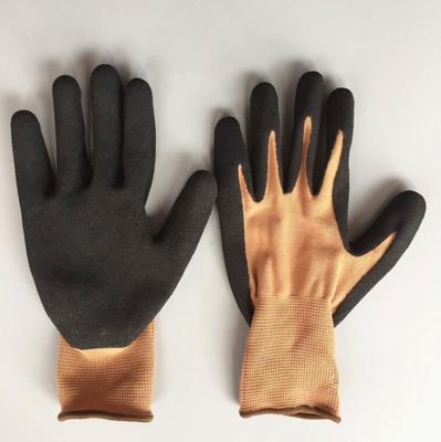 China Industrial Work Wefocus 13g Knitted Nylon Sandy Glove Industrial Nitrile Liner Coated Gloves For Work for sale