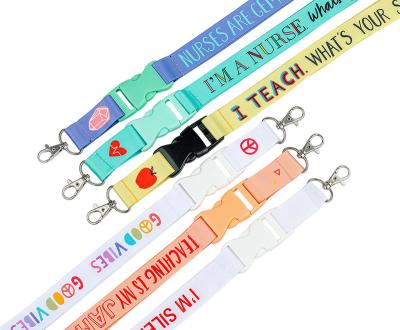 China Simple Custom Gift Logo Pattern Teacher Id Accessories Key Chain Promotional Sublimation Material Neck Tie Polyester Custom Lanyards for sale