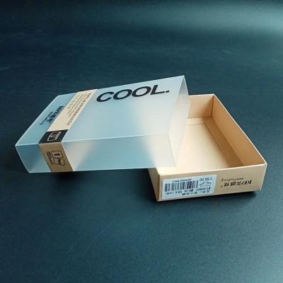 China Recyclable Custom Logo Matchbox Type Paper Tray Drawer Slide Box Frosted Plastic Sleeve Window Packaging for sale