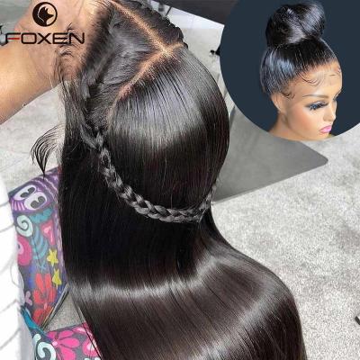 China Foxen Silky Straight Raw Virgin 13X6 13X4 Hd Straight Lace Front Wig, 100% Human Hair 360 Lace Front Wig, Gluless Brazilian Human Lace Front Wig for sale