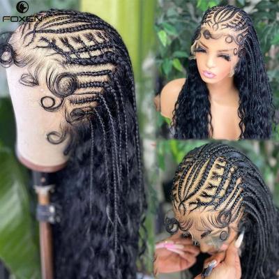 China Front Wholesale Full Laces Virgin Baby Hair Braiding Hair Glueless Braid Wigs Body Wave Hd Raw Lace Vendors Braided Wigs For Black Women for sale