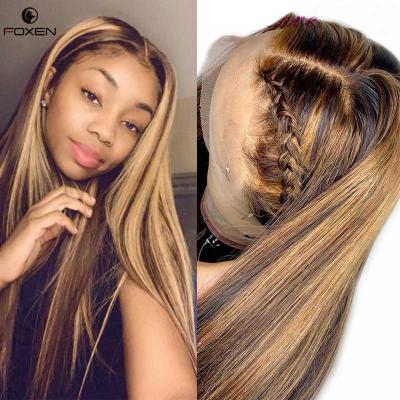 China Silky Straight Brown Rooted Hair Wigs With Bangs Highlights Straight Highlighted Full Hair Lace Wigs Full Lace Wig Highlighted for sale