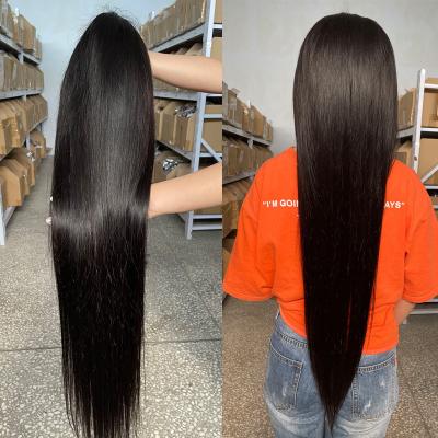 China Hd Virgin 30 Inch Silky Straight Human Hair Brazilian Straight Wig 13X6X1 T Lace Front Wigs Transparent Hair Piece Wig for sale