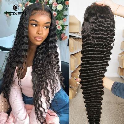 China Deep Wave 30 In 13X6 Deep Wave Lace Front Human Hair Wigs Transparent Lace Front Wigs 100% Human Hair Wigs for sale