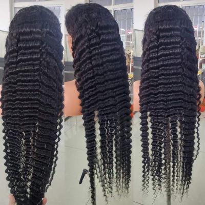 China Deep Wave Wig Wholesale Vendors Bulk Deep Wave 13X4 40 Inch Lace Front Human Hair Wigs 360 Full Lace Closure Wig For Black Women for sale