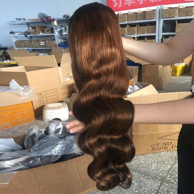 China All Hd Natural-Melody Brazilian Body Waves Brown Body Wave Wigs 13X6 Full Hd Swiss Lace Glueless Lace Frontal Wig 4/30 for sale