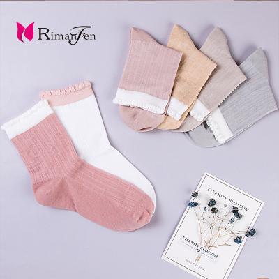 China High Quality Women's Breathable Lace Mushroom Socks Candy Colors Japanese Cute Tube Socks Cotton Socks for sale