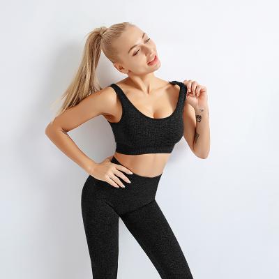 China Women Workout High Waist Leggings Sets Breathable Yoga Modest Bra And Pants 2 Piece Seamless Gym Activewear Equipments for sale