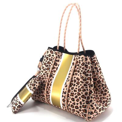 China Wholesale Fashion Fashion Leopard Printing Waterproof Bags Neoprene Beach Handbag Woman Purse 2021 for sale