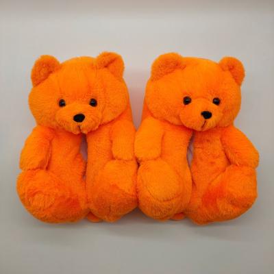 China 2021 new arrivals fashion teddy bear slippers large indoor adult women rainbow fuzzy teddy bear home slippers fur kids for sale