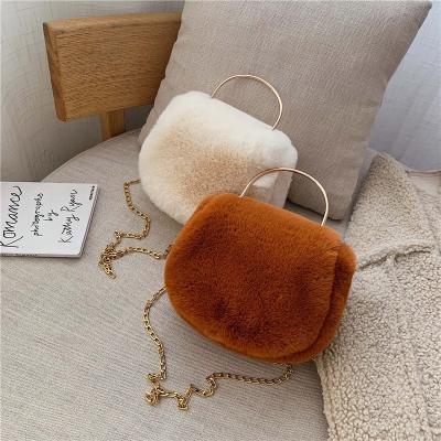 China Cute Fashion Fashion Winter Matching Bags For Women Bright Color Faux Fur Bag Sets Handbag Warm Fur Purse for sale